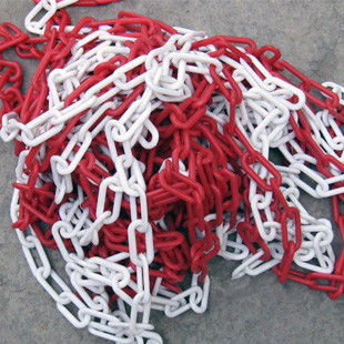 Color White Red Safety  Security PE Plastic Chain For Roadway  Warning Sign