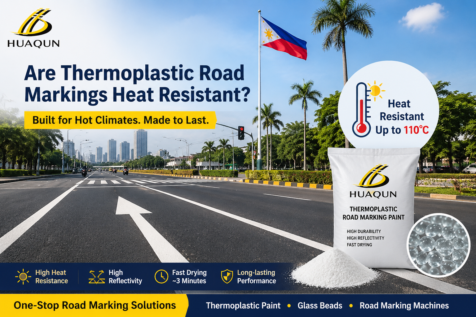 Latest company blogs about Are Thermoplastic Road Markings Heat Resistant? Best Road Marking Solutions for Hot Climate Roads in the Philippines