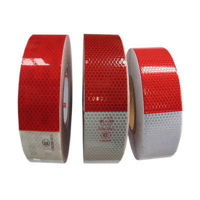 Truck Vehicle Red White Adhesive Reflective Warning Tape For Caution