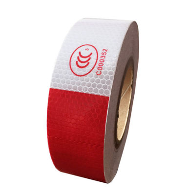Truck Vehicle Red White Adhesive Reflective Warning Tape For Caution